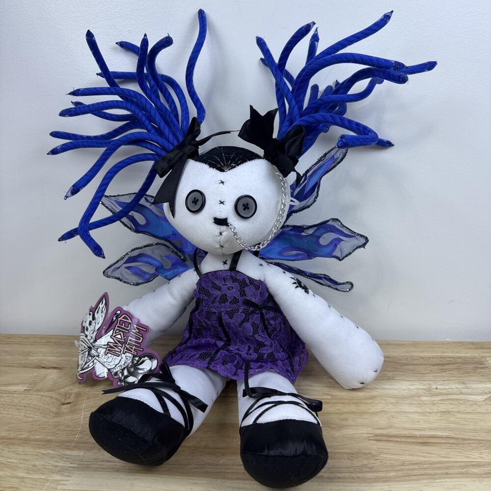 RARE Hot Topic Twisted Tatum Goth EMO 17" Plush Doll Chains Wings/New Condition!